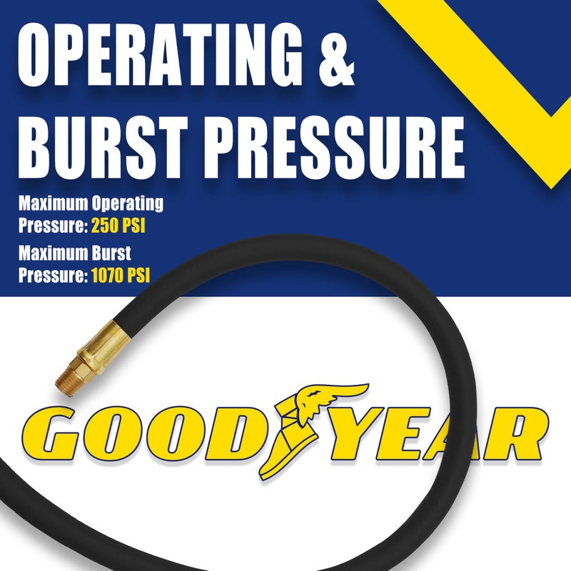 Grip Goodyear 6' x 3/8" Rubber Whip Hose Black 250 PSI - Image 4